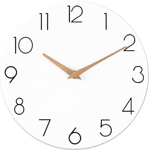 cicininc Wall Clock, White Silent Non-Ticking, Decorative Battery Operated Wall Clocks for Bedroom, Kitchen, Home, Office, School, Hotel (8 Inch)