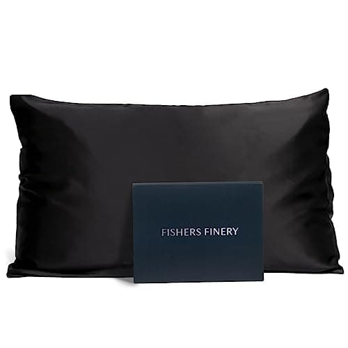 Fishers Finery 25mm 100% Pure Mulberry Silk Pillowcase (Black Queen)
