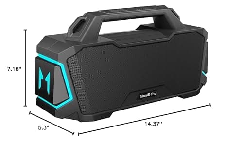 Bluetooth Speaker,Musibaby M1 Portable Bluetooth Speakers:Loud Stereo Sound with Subwoofer,Deep Bass,IPX6 Waterproof,Wireless Speaker with BT5.3,Dual Pairing,24H+ Playtime for Outdoor,Beach(Blk) 8