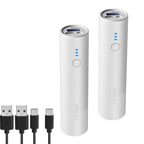 SIXTHGU Portable Charger, 5000mAh Mini Power Bank, S03 2-Pack Pocket Size Fast Charging USB-C (in&Out), PowerNano, Compatible with iPhone Series, Android Phone and More White