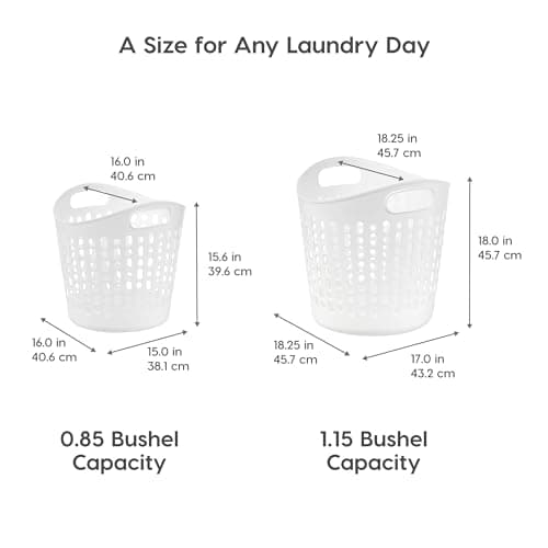 IRIS USA Laundry Basket Hamper, 27L Flexible Portable Plastic Dirty Clothes Bag with Ventilation Holes for Bedroom Bathroom Apartment Dorm Laundry Room Blankets Pillows Trinkets Organization, White 5