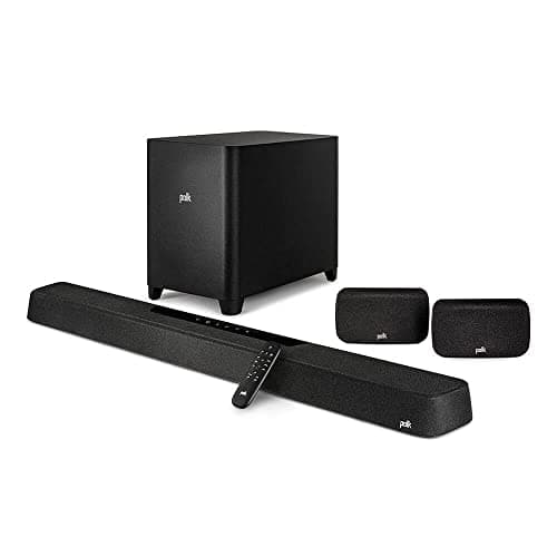 Polk Audio MagniFi Max AX SR 7.1.2 Channel Sound Bar with Wireless 10" Subwoofer & SR2 Surround Speakers for Smart TV, Dolby Atmos and DTS:X, Polk's Patented VoiceAdjust & SDA Technologies, Black