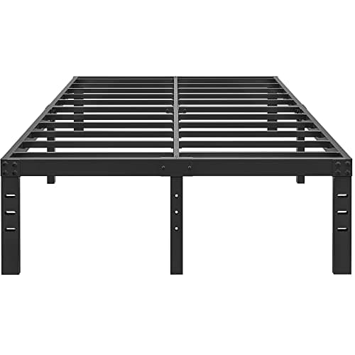 HOBINCHE 14 Inch Metal California King Size Bed Frame No Box Spring Needed - Easy Assembly Heavy Duty Noise Free Bedframes - Double Black Basic Steel Slats Platform with Storage