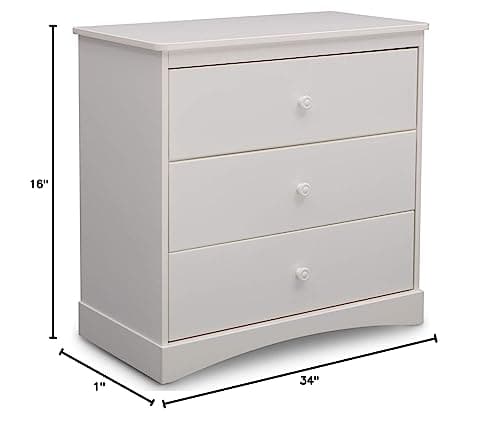 Delta Children Sutton 3 Drawer Dresser with Changing Top, White 10