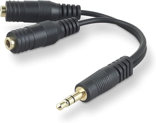 Belkin 3.5mm Audio Splitter – Dual Headphone and Speaker Jack Adapter for Sharing Music or Videos – Compatible with iPhone, iPad, Laptops, Tablets, and Other Devices with AUX Port – Black