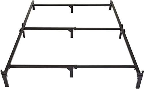 Amazon Basics Metal Bed Frame, 9-Leg Support Base for Box Spring and Mattress, King-Size, Tool-Free Easy Assembly, 79.6" x 76" x 7", Black