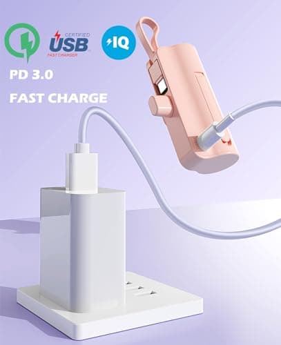 CooLuzer Mini Power Bank,Capsule Power Phone Charger 5500mAh,Portable Charger with Dual USB-C Ports for iPhone 17/16/15/15 plus/15 pro/15 pro Max/Android Phone/Samsung/Moto/LG etc (Pink) 8