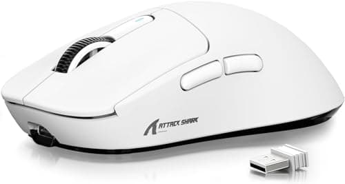 ATTACK SHARK X3 Wireless Gaming Mouse, 49g Ergonomic Computer Mouse, Triple Modes PAW3395 26K DPI Optical Sensor, 200h Battery Life, Programmable Buttons, Gaming Accessories for PC/Laptop/Mac (White)