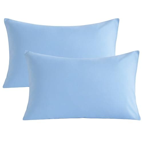 Organictune Microfiber Pillow Cases Standard Set of 2 with Envelope Closure Shrinkage and Fade Resistant Pillowcases(Sky Blue,20x26 Inches)