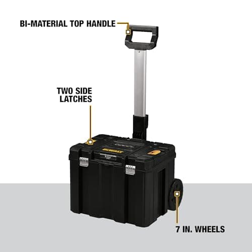 DEWALT Tool Box with Wheels Modular, Large Rolling Tool Box With Telescopic Handle, Portable Carrier Deep Stackable TSTAK Storage (DWST17820) 5
