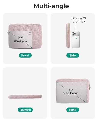 BAGSMART Laptop Sleeve Bag Compatible with MacBook Air/Pro, 13-13.3 inch Notebook, Compatible with MacBook Pro 14 Inch, MacBook Air M2 Sleeve 13 Inch, Repellent Protective Case with Pocket, Pink 6