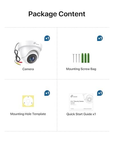 Loocam Security Camera 1080p HD 1920TVL, Hybrid 4-in-1 CVI/TVI/AHD/CVBS Dome Wired Camera, 80ft IR Night Vision, IP66 Weatherproof for CCTV DVR Surveillance Camera System Outdoor Indoor 9