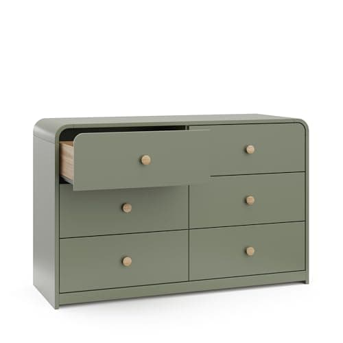 Storkcraft Santos 6 Drawer Bedroom Dresser (Olive & Natural) – GREENGUARD Gold Certified Dresser for Kids Bedroom with Interlocking Drawer System 11