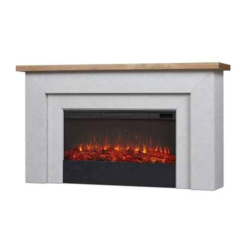 Real Flame Malie 68" Landscape Electric Fireplace with Mantel for Living Room or Bedroom, Replaceable Fireplace Insert Heater, Realistic Log and Flame Effect, Remote Control, Timer