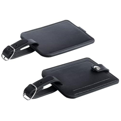 Luggage Bag Tags Leather Travel ID Labels Suitcase Name Tags with Snap Faux Luggage Tag Leather for Suitcase - Set of 2