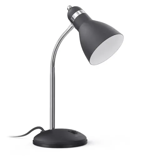 LEPOWER Metal Desk Lamp, Eye-Caring Table Lamp, Study Lamps with Flexible Goose Neck for Bedroom, Home Office (Matte Black) 9