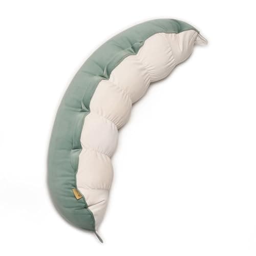Ailuteie Peallow(Pat. Pend) – Long Round Body Pillow for Adults, Bolster Pillow for Sleeping, Soft and Supportive Pillow for Sleeping & Lumbar Support (Green-White, 29.5")