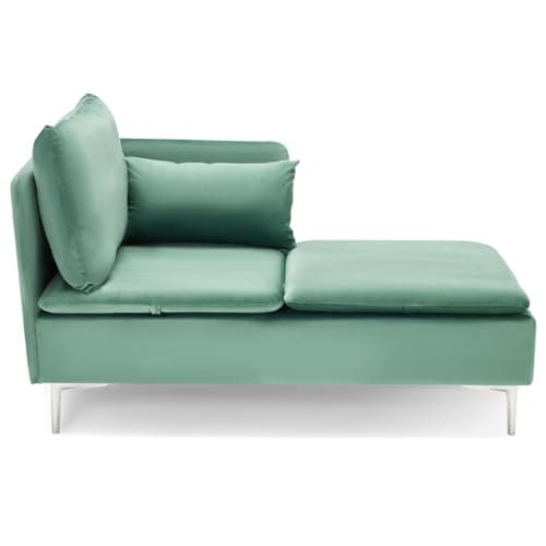 MELLCOM Chaise Lounge Indoor, Upholstered Chaise Lounge, Modern Design Chaise Lounge Chair with Velvet Fabric and Metal Feet for Living Room Bedroom Office, Green