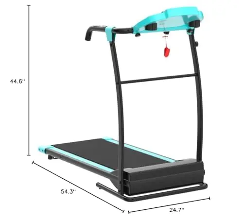 Redliro Electric Treadmill Foldable Exercise Walking Machince for Apartment Home/Office Jogging Compact Folding Easy Assembly 12 Preset Program 2 Wheels LCD Display (Blue) 9