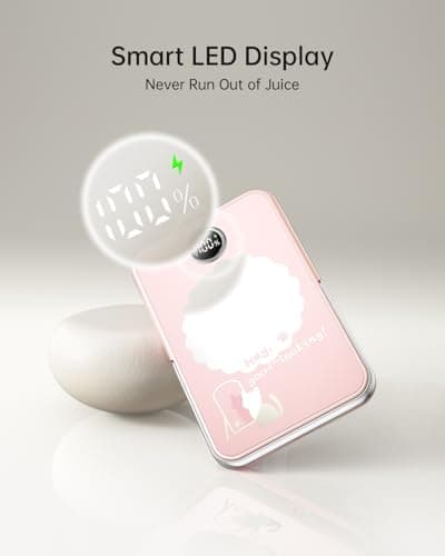 iWALK Magnetic Portable Charger 5,000mAh, Wireless Power Bank with Mirror & Foldable Stand, Ultra Slim Battery Pack with USB-C Cable, MagSafe Compatible for iPhone 17/16/16 Plus/16 Pro/15/14/13/12 6