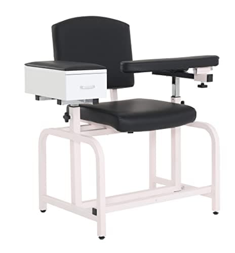 Medycare Lab Blood Drawing Chair with Padded Flip Arm and Drawer (Black) 6