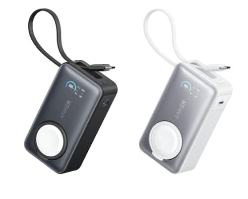 Anker MagGo Power Bank for Apple Watch, Officially Certified 10,000mAh Compact Battery Pack (White and Black)