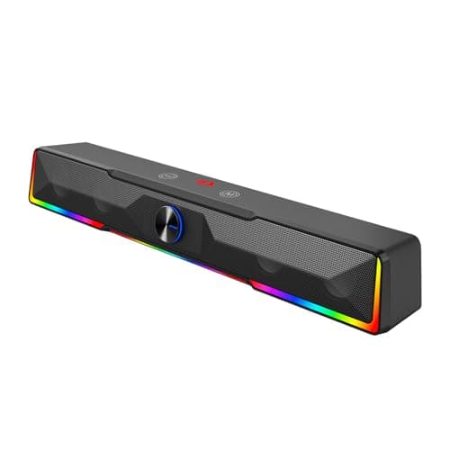 Redragon GS516 Computer Speaker, Bluetooth/USB Wired Dual Connection Soundbar - Clear Stereo Sound with Audio-Light Sync RGB Backlit, Volume Knob, USB Powered for PC/TV/Tablet, Black 8