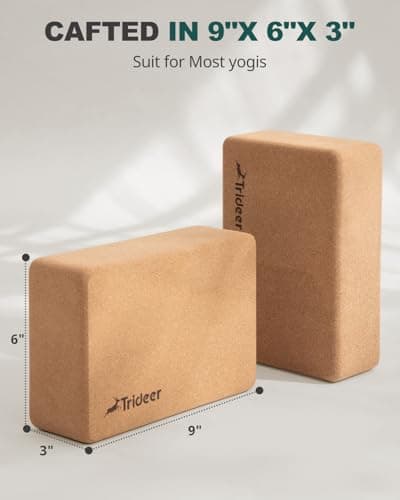 Trideer Cork Yoga Blocks, 2 Pack Yoga Blocks Natural Cork, High Density Yoga Block with Non Slip Surface, Eco-Friendly Yoga Accessories for Women, Ideal for Yoga, Pilates, Stretching 8