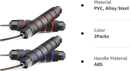Two pack Jump Rope Skipping Rope for Rope Skipping, Speed Jump Rope for Exercise,Jump Rope for Kids Men Women for Fitness (Red and Blue) 8