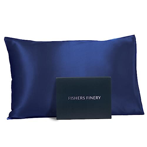 Fishers Finery 25mm 100% Pure Mulberry Silk Pillowcase (Navy Standard)