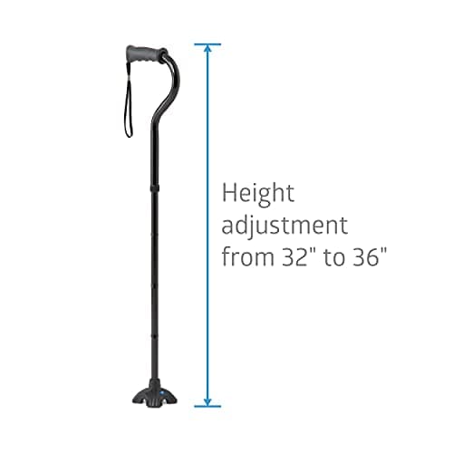 Medline Offset Folding Cane, 4-Point Base with Cushioned Gel Handle, Supports up to 350 lbs, Black 5