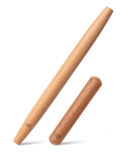 BAMBOO LAND- French Rolling Pin Set, 2 pcs, 16", 8", Natural Wood Rolling Pins for Baking
