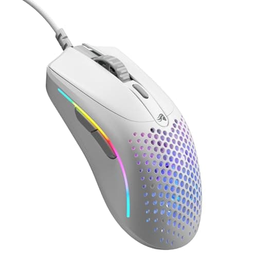 Glorious Gaming - Superlight Wired PC Gaming Mouse with Honeycomb Shell, 6 Programmable Buttons, RGB Lighting & PTFE Skates - Model O 2 Mini, Matte White