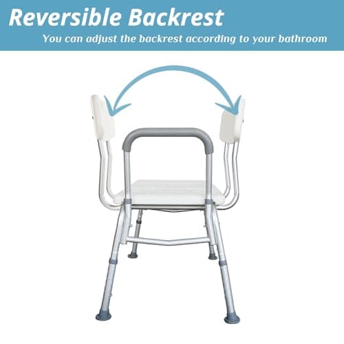 Winado Tub Transfer Bench for Bathtub with Backrest & Padded Armrest, Supports up to 330 lbs Aluminium Alloy Bath Chair Seat, White 5