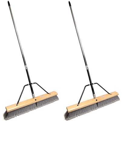 American Select Tubing Pbma24004-2 Heavy Duty 24" Multi-Surface Push Broom with Silver/Black Handle (2 Pack)