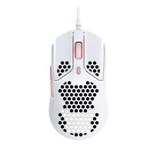 HyperX Pulsefire Haste – Gaming Mouse – Ultra-Lightweight, 60g, Honeycomb Shell, Hex Design, Hyperflex USB Cable, Up to 16000 DPI, 6 Programmable Buttons - White/Pink (Renewed)