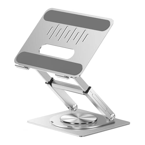 Alumuxx Height Adjustable Laptop Stand Holder for Desk, 360 Rotating Ergonomic Laptop Riser, Sit to Stand Telescopic Notebook Stand, Compatible with MacBook Pro, All Laptops 10-17"
