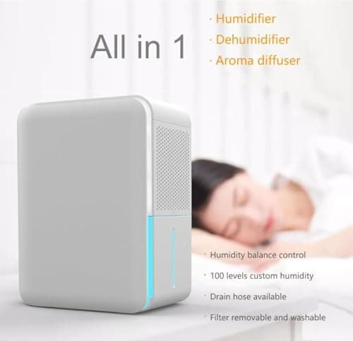 3 in 1 Dehumidifier, Humidifier & Aroma Diffuser with Air Combo One - 39Oz, Small Auto Purifier Humidity Control Quiet 27db Multifuctional Colorful Mist,for Bedroom/Bathroom/Bome/Basement(350 sq.ft) 5