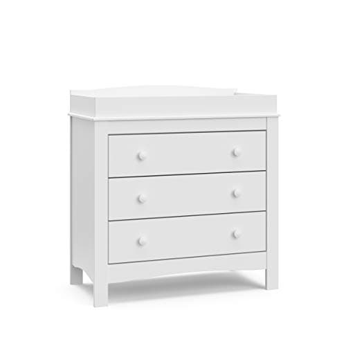 Graco Noah 3 Drawer Changing Table Dresser (White) – GREENGUARD Gold Certified Baby Dresser with Changing Table Top, Includes Interlocking Drawer System