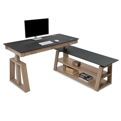 EUREKA ERGONOMIC Ark EX, 60x26 Executive Standing Desk,l Shaped Standing Desk,Adjustable Height Office Desk with Drawers,Computer Desk with Storage Drawers, Modern Executive Home Office Desk 5