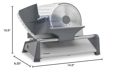 Cuisinart Kitchen Pro Food Slicer, Meat Slicer with Slice Control Knob Adjusts from 1/32" to 1/2" to Slice Bread, Roasts, and Firm Cheeses, Removable 7.5" Stainless Steel Cutting Blade, FS-75, Gray 5