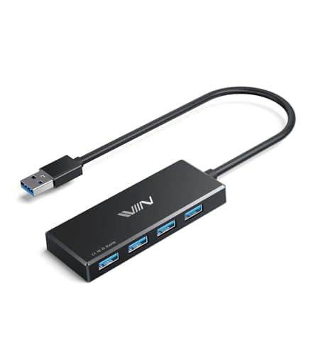 IVIIN USB 3.0 Hub, 4 Port USB Hub Splitter, USB A Expander Portable USB Adapter Multiport Data Hub for Laptop, iMac Pro, MacBook Air, Mac mini/Pro, Surface Pro, USB Flash Drives, and Mobile HDD-Black