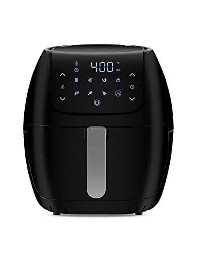 Large 8-Quart Non-Stick Air Fryer with One-Touch Digital Display, Black