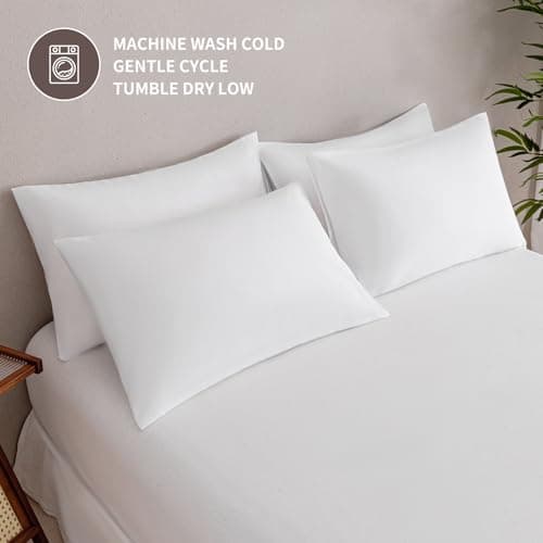 MINIPANDA White Pillow Cases Set of 4 Queen Size - Super Soft, Smooth and Breathable Pillow Cases Queen- Envelope Design - Machine Washable Lightweight (20X30 Inches (4 Piece)) 6