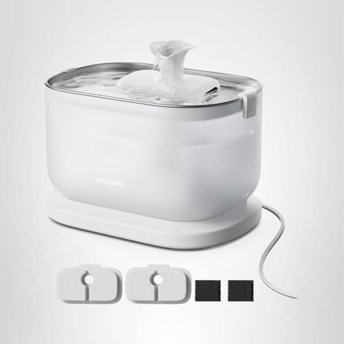 PETLIBRO Cat Water Fountain, Cat Fountain Indoor Stainless Steel Tray, 2.5L/84oz Wireless Pump Pet Water Fountain, Cat Water Dispenser with Two Flow Modes, Pet Fountain for Drinking Easy Clean 8