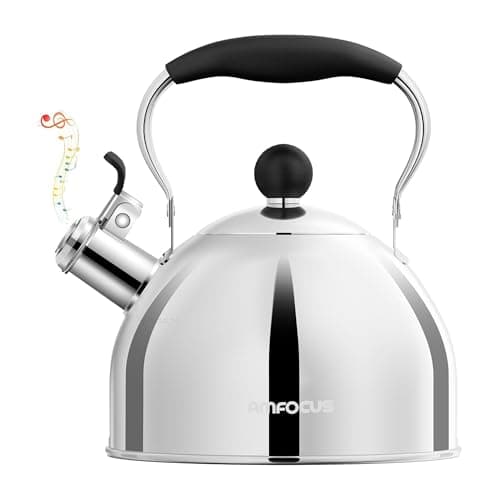 Tea Kettle, 2 Quart Stainless Steel Whistling Tea Kettle, Stovetop Whistling Teakettle Tea Pots for Stove Top with Ergonomic Folding Handle, Small Teapot, Water boiler for Tea, Coffee (Silver)