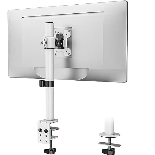 WALI Single Monitor Mount for 1 Computer Screen up to 32 inch, Fully Adjustable Monitor Arm Holds up to 22 lbs (M001S-W), White