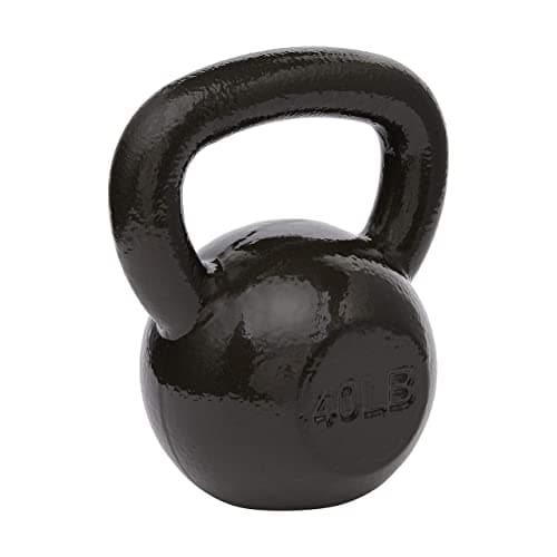 Amazon Basics Cast Iron Kettlebell for Strength Training, Wide Handle, 40 Pounds, Black