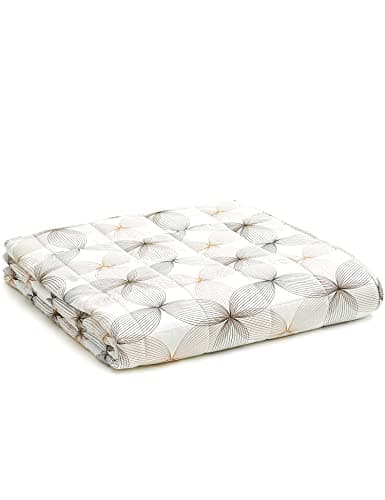 YnM Cooling Weighted Blanket — 100% Cooling Oeko-Tex Certified Material with Premium Glass Beads (Khaki Flower, 48''x72'' 20lbs), Suit for One Person(~190lb) Use on Twin/Full Bed