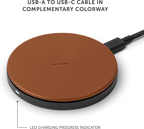 Native Union Classic Leather Wireless Charger – High-Speed [Qi Certified] 10W Handcrafted Italian Leather Charging pad – Compatible with iPhone 12/12 Pro/12 Pro Max/12 mini/11/11 Pro/11 Pro Max (Tan) 6